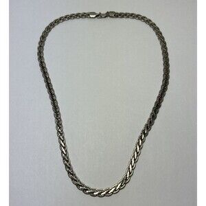 Vintage 925 Sterling Silver Flat Rope Chain Necklace 19” 34 Grams